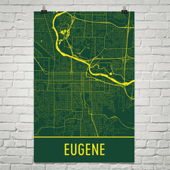 Eugene OR Street Map Poster Green