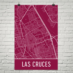 Las Cruces NM Street Map Poster Red
