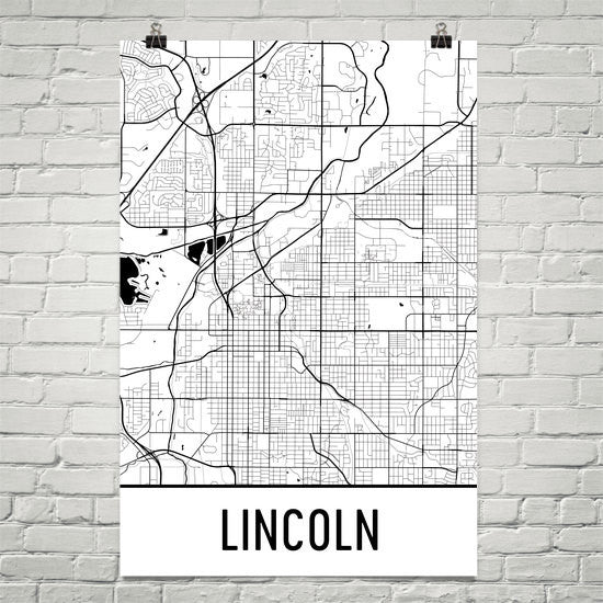 Lincoln NE Street Map Poster White