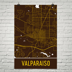 Valparaiso IN Street Map Poster Brown