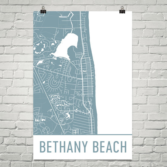 Bethany Beach DE Street Map Poster White