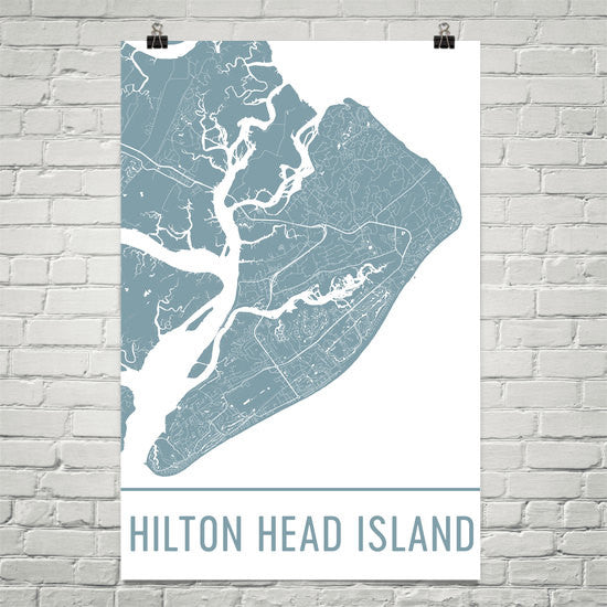 Hilton Head Island Street Map Poster White