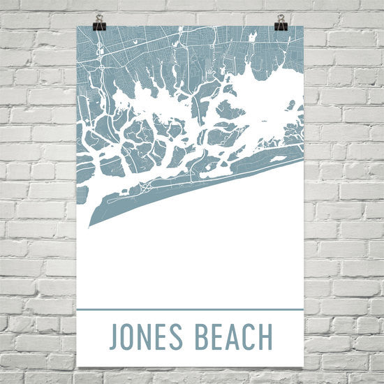 Jones Beach NY Street Map Poster White