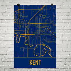 Kent OH Street Map Poster White