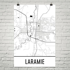 Laramie WY Street Map Poster White