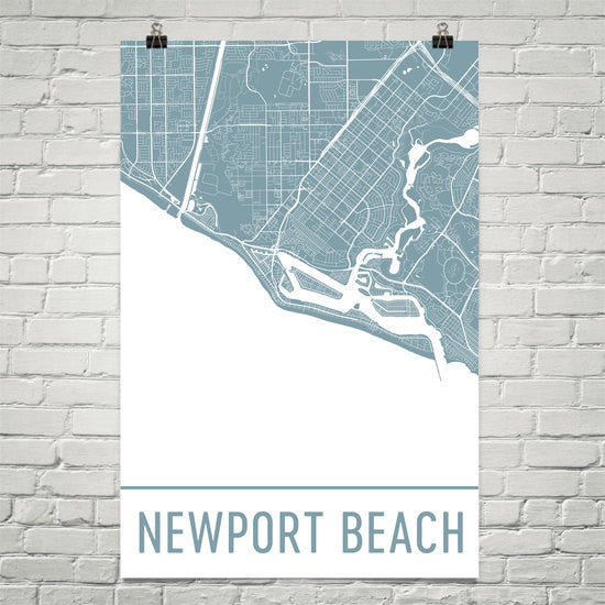 Newport Beach CA Street Map Poster White
