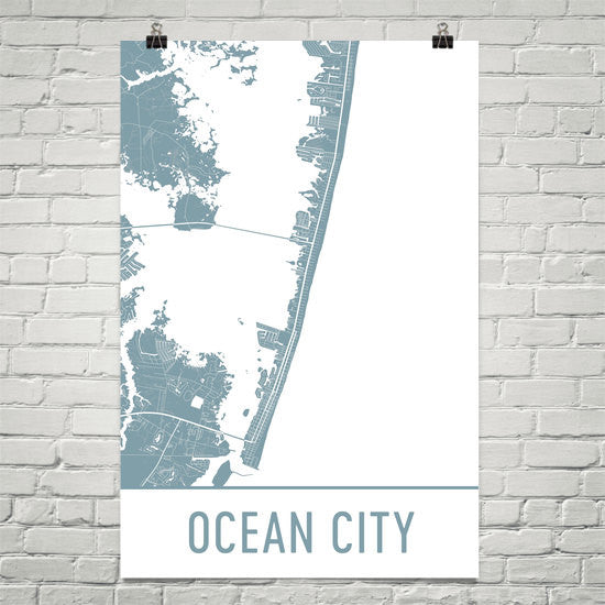 Ocean City MD Street Map Poster White