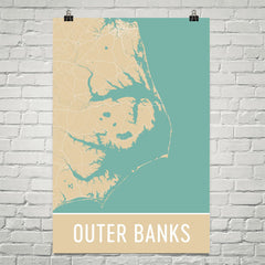 Outer Banks NC Street Map Poster Black