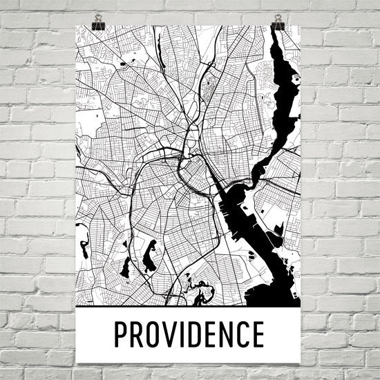 Providence RI Street Map Poster White