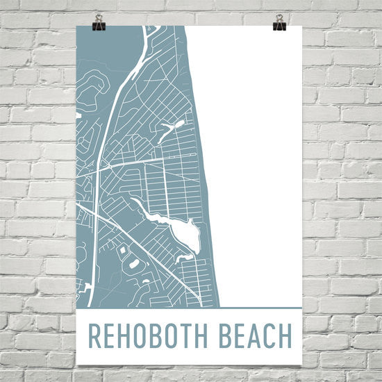 Rehoboth Beach DE Street Map Poster White