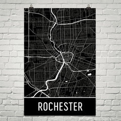 Rochester NY Street Map Poster Black