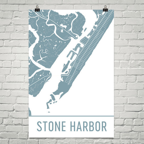 Stone Harbor NJ Street Map Poster White