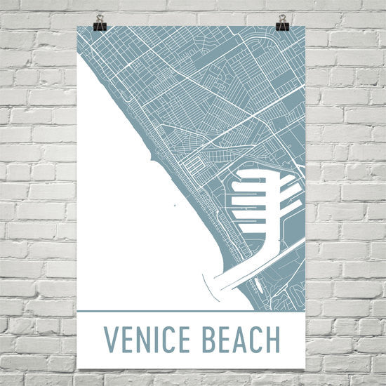 Venice Beach CA Street Map Poster White