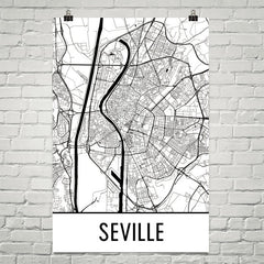 Seville Spain Street Map Poster White