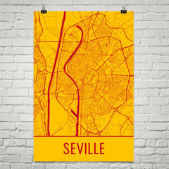 Seville Spain Street Map Poster Yellow