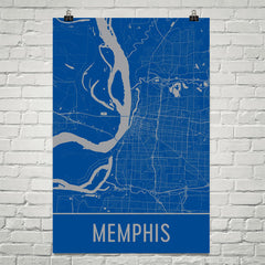 Memphis TN Street Map Poster Blue