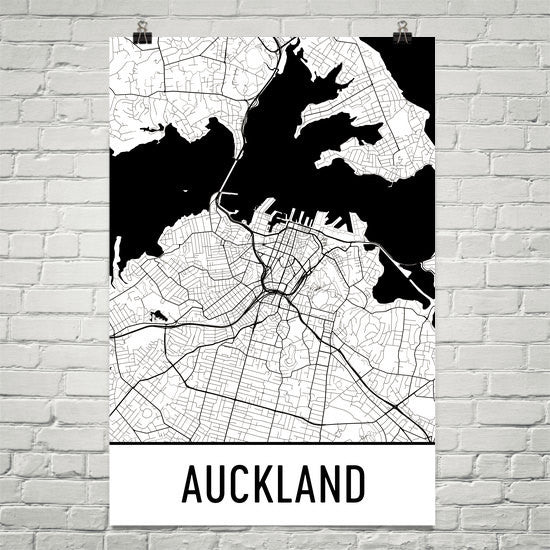 Auckland Street Map Poster White