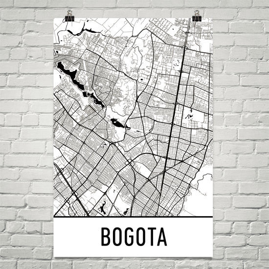 Bogota Colombia Street Map Poster White