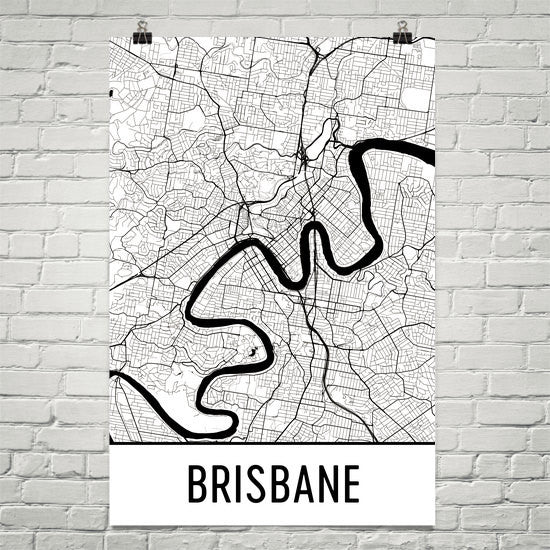 Brisbane Street Map Poster White