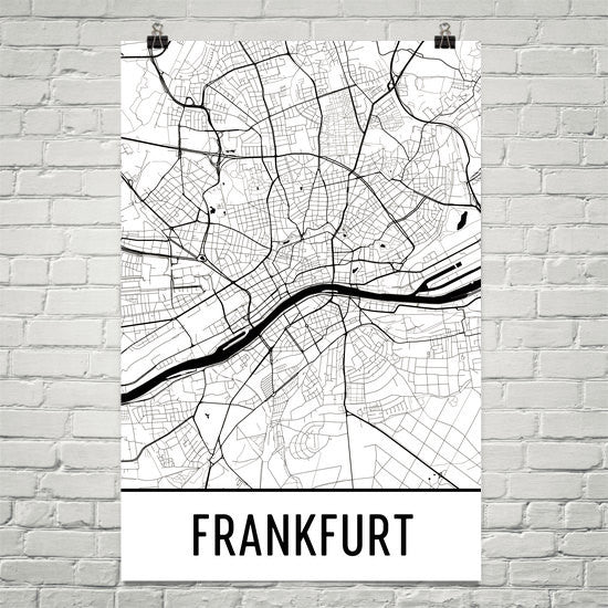 Frankfurt Street Map Poster White