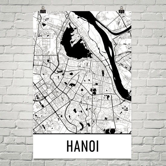 Hanoi Vietnam Street Map Poster White