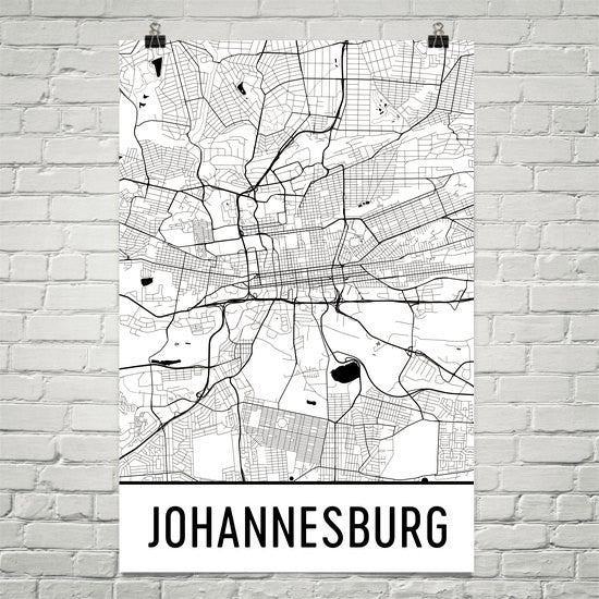 Johannesburg South Africa Map, Art, Print, Poster, Wall Art From $19.99 - Modern Map Art