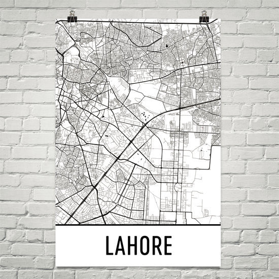 Lahore Pakistan Street Map Poster White