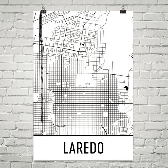 Laredo Texas Street Map Poster White