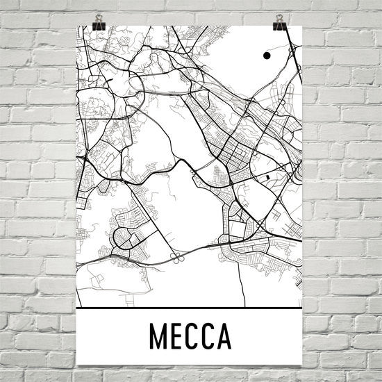 Mecca Saudi Arabia Street Map Poster White