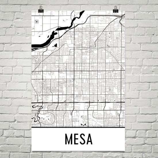 Mesa Arizona Street Map Poster White
