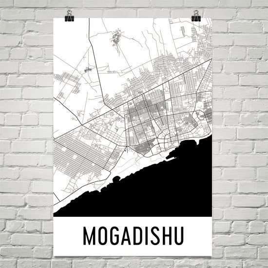 Mogadishu Somalia Street Map Poster White