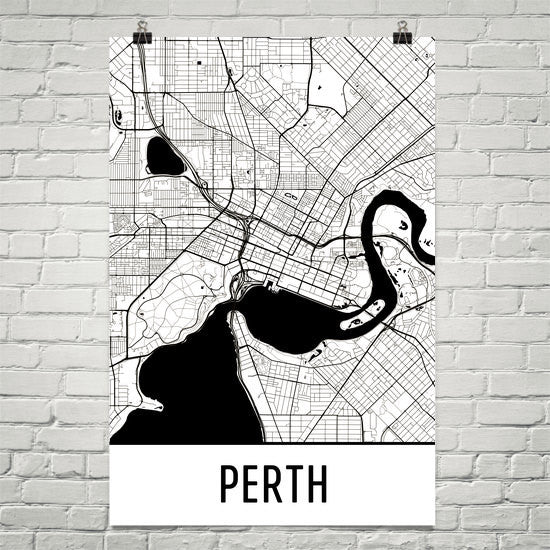 Perth Australia Street Map Poster White