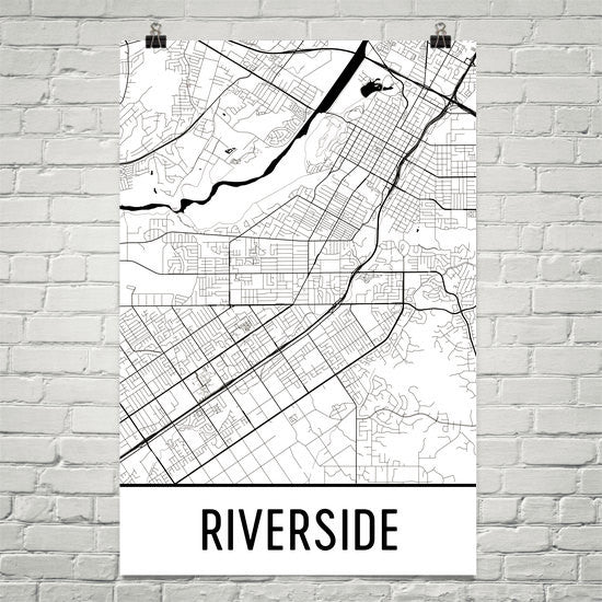 Riverside CA Street Map Poster White