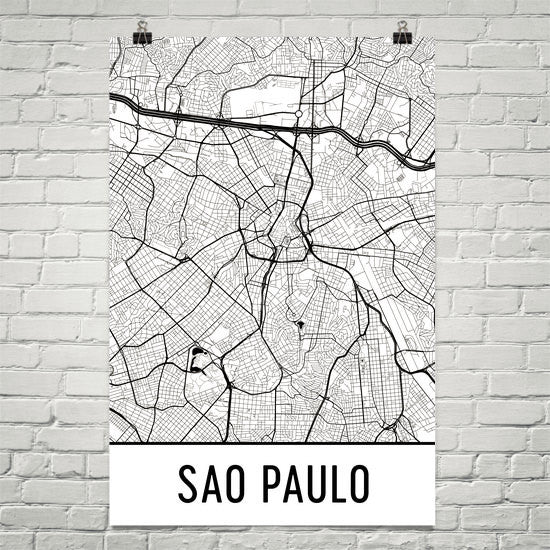 Sao Paulo Brazil Street Map Poster White