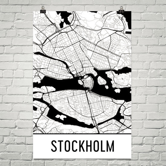 Stockholm Sweden Street Map Poster White