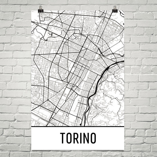 Torino Italy Street Map Poster White