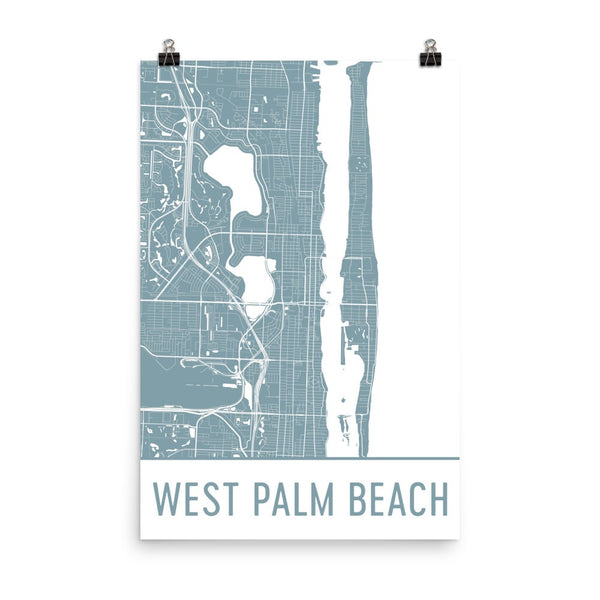 West Palm Beach Florida Street Map Poster Black