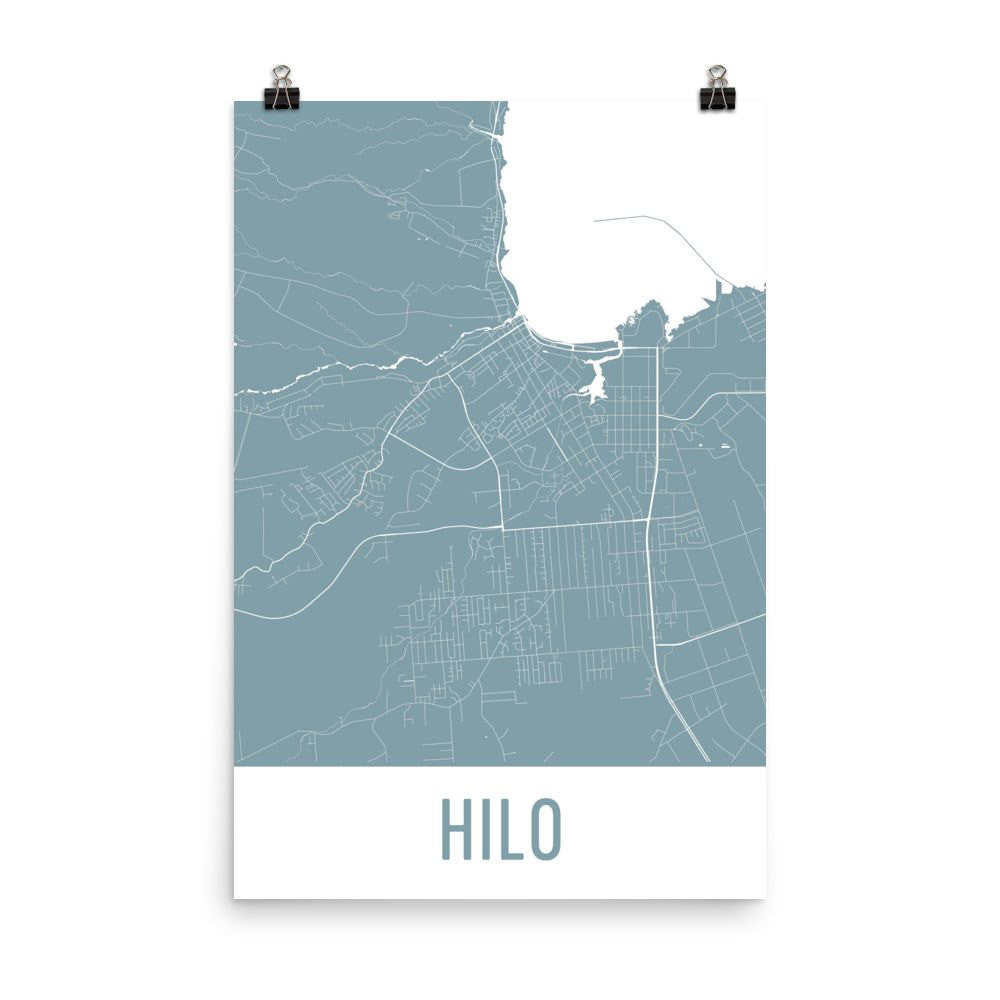 Hilo HI Street Map Poster White