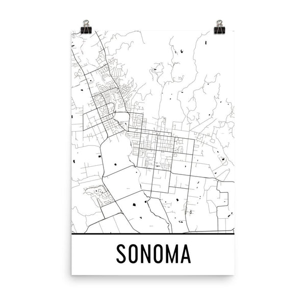 Sonoma CA Street Map Poster White