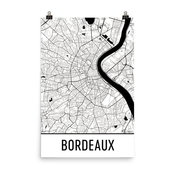 Bordeaux France Street Map Poster White