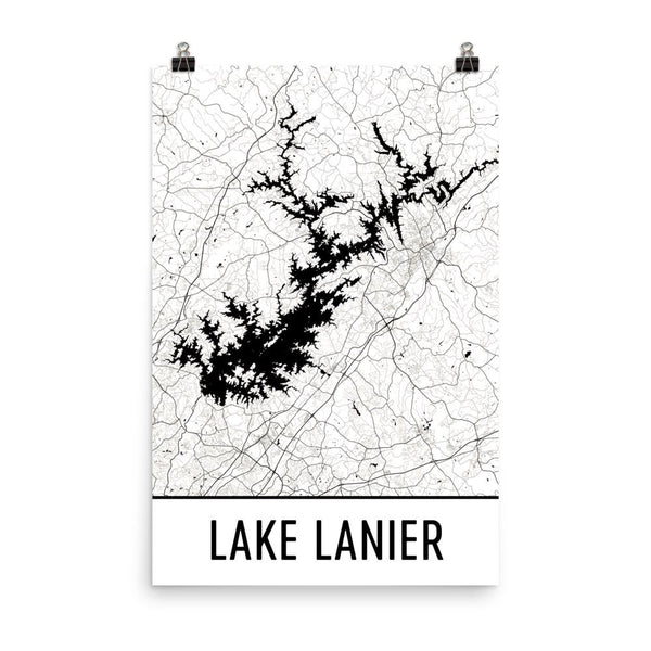 Lake Lanier GA Street Map Poster White
