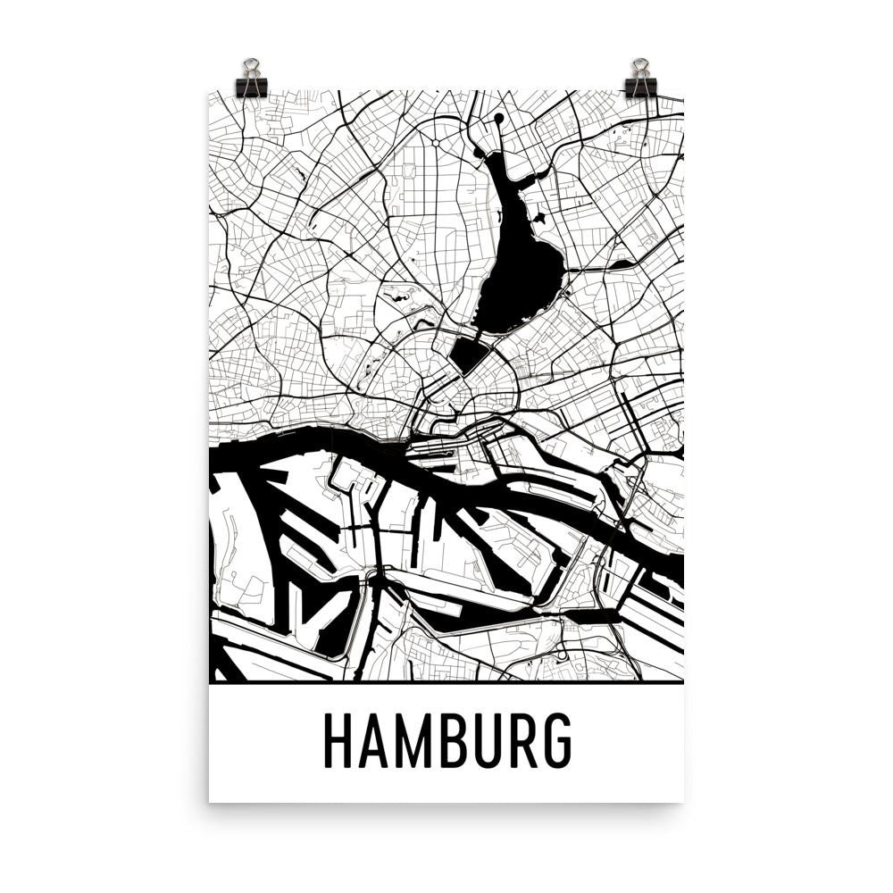 Hamburg Germany Street Map Poster White