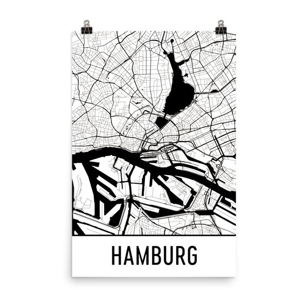 Hamburg Germany Street Map Poster White