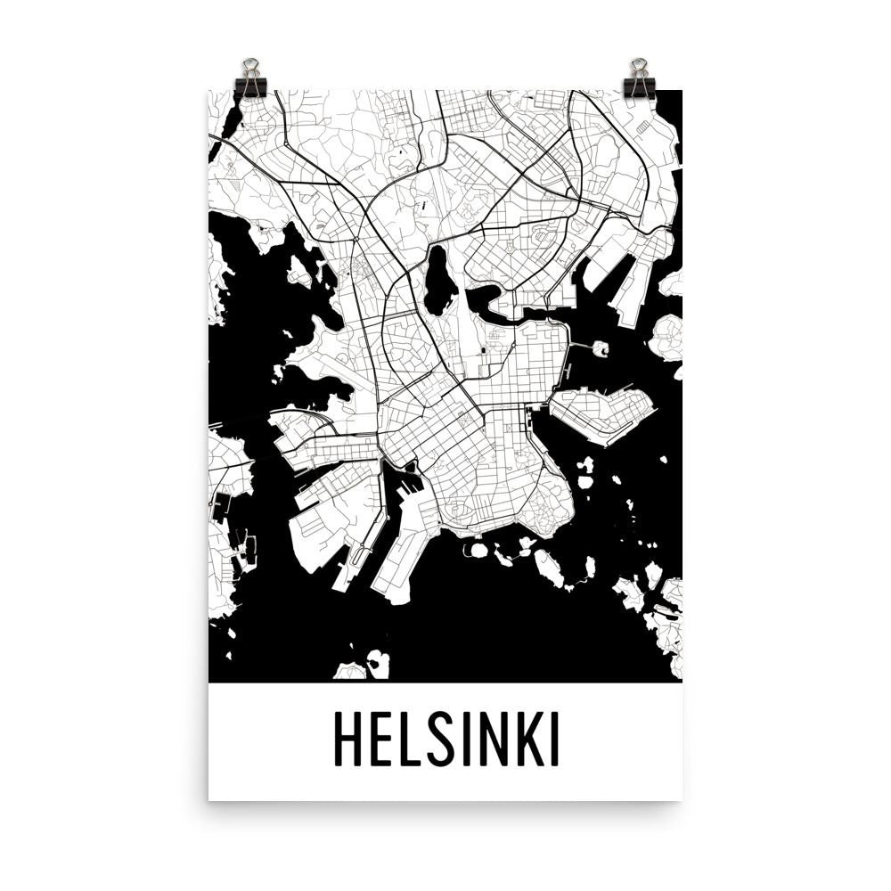 Helsinki Finland Street Map Poster White