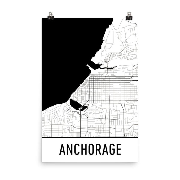 Anchorage Street Map Poster White