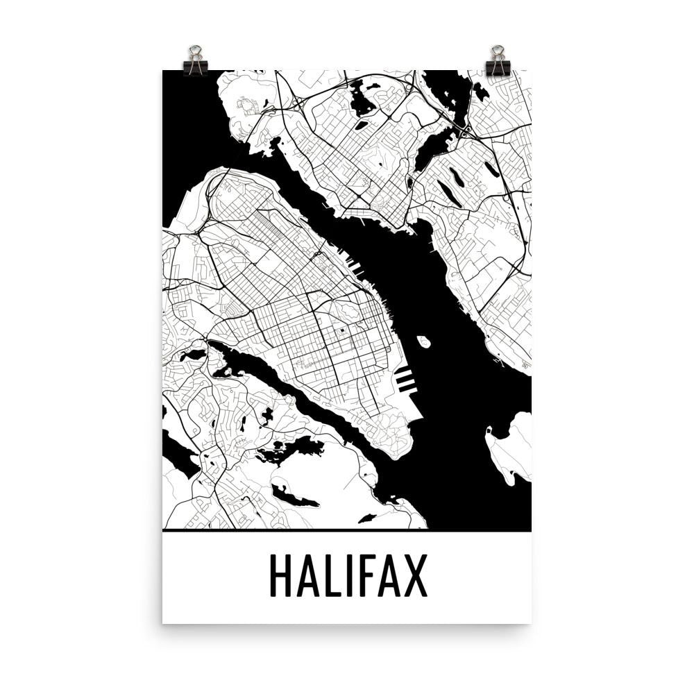 Halifax NS Street Map Poster White