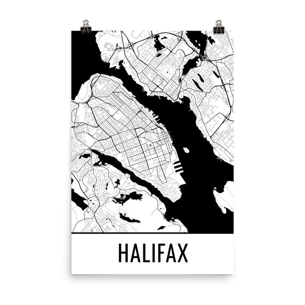 Halifax NS Street Map Poster White
