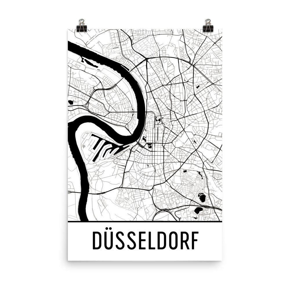 Dusseldorf Germany Street Map Poster White