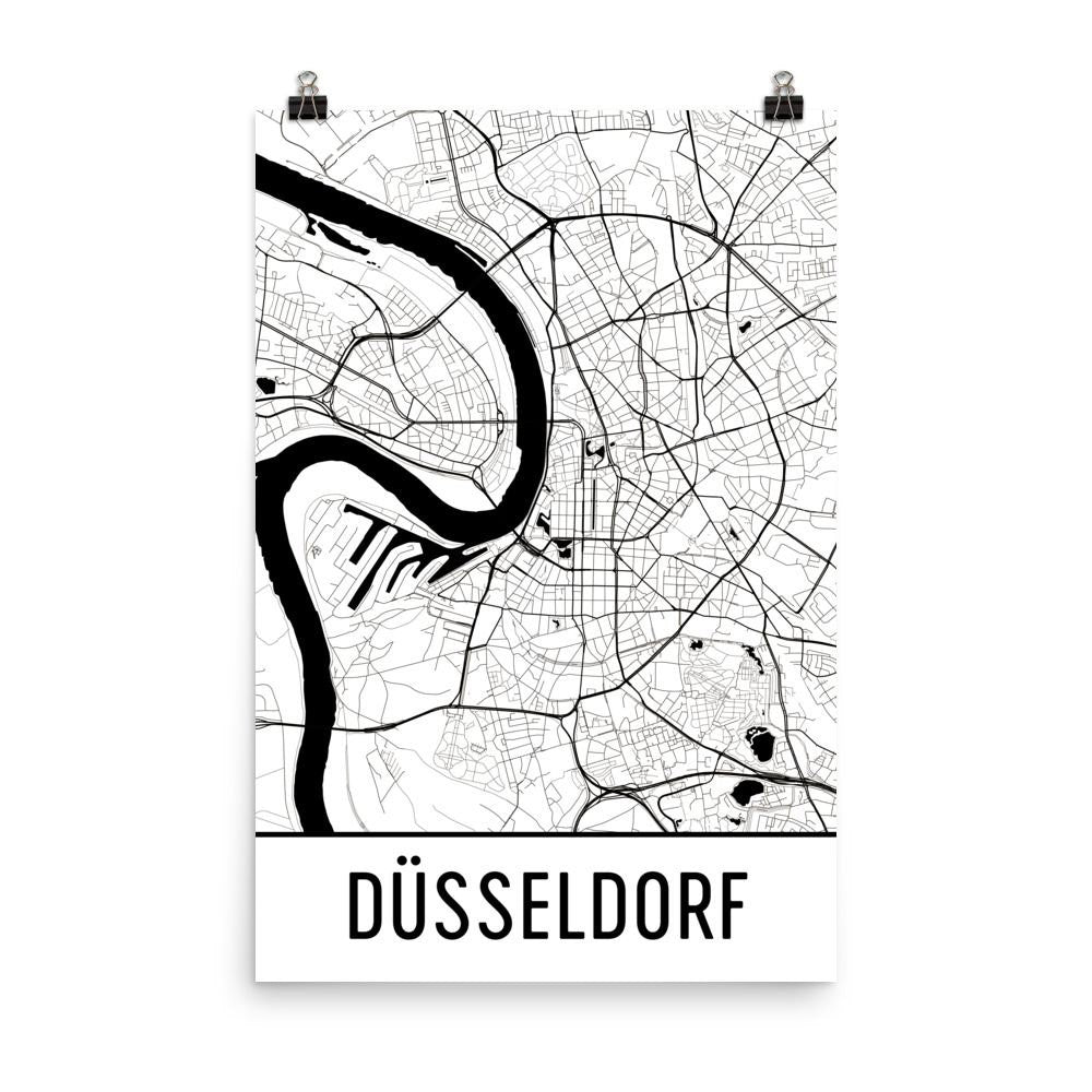 Dusseldorf Germany Street Map Poster White