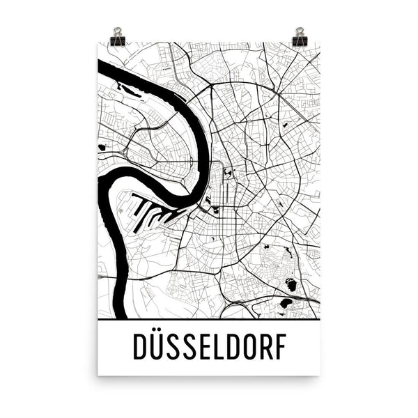 Dusseldorf Germany Street Map Poster White